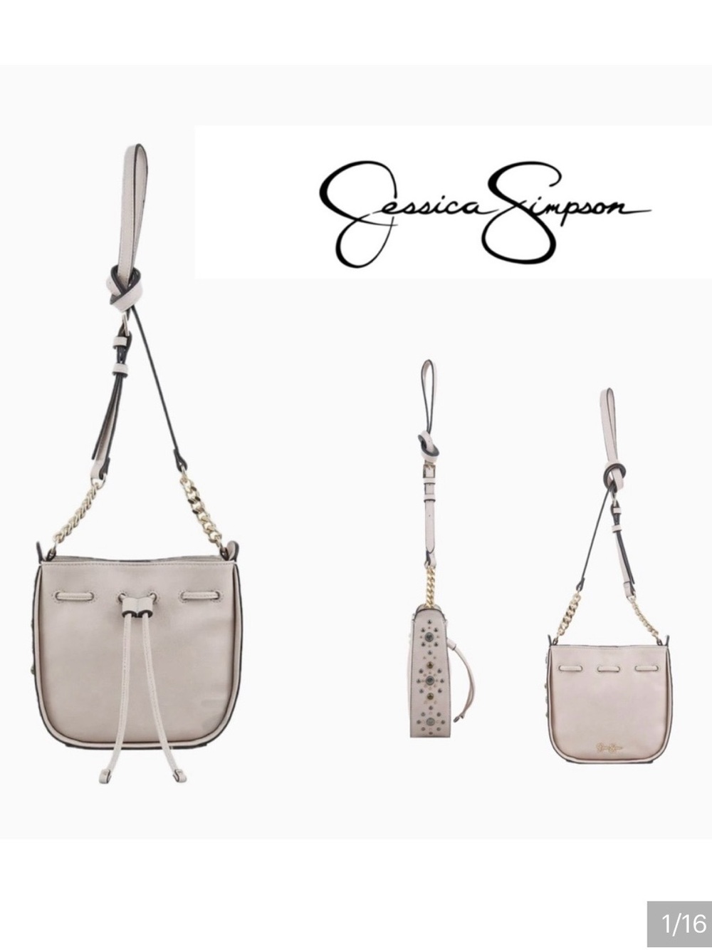 Jessica Simpson Elegant Sandstone Colored Drawstring calypso Crossbody Bag, NWT